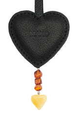 Heart Charm Black with Amber PERSONALIZED