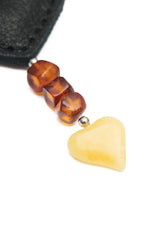 Heart Charm Black with Amber PERSONALIZED