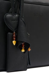 Heart Charm Black with Amber PERSONALIZED