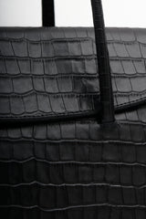 Croc-Effect Tote Gondola Bag